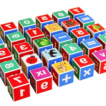 Обучающие деревянные цветные кубики «Лесная Математика»