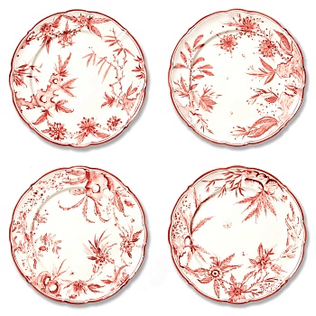 Столовые тарелки Rocaille Dove White Red, 4 шт.