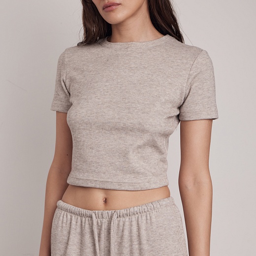 Футболка-кроп Soft Beige Melange