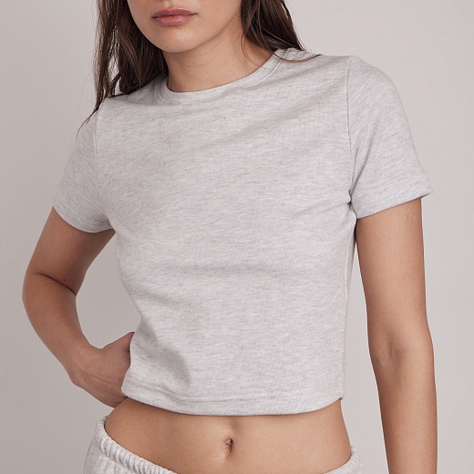 Футболка-кроп Soft Grey Melange