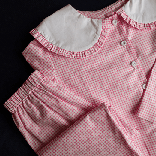 Пижама в розовую клетку, рост 116