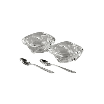 Хрустальные чаши для специй с ложечками, Франция