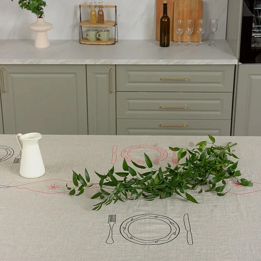 Скатерть бежевая «Ромбы», 200x250 в интернет-магазине The Dar Скатерть бежевая «Ромбы», 200x250