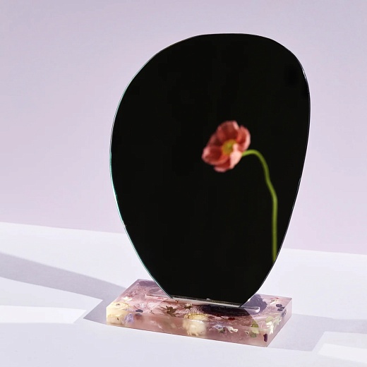 Настольное зеркало Омут, белый оникс