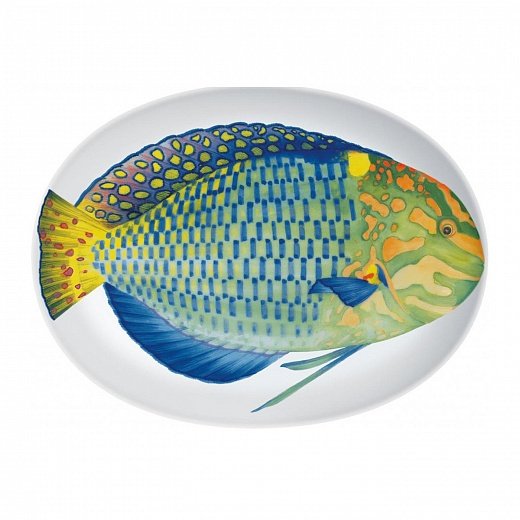 Блюдо сервировочное овальное Fish Green