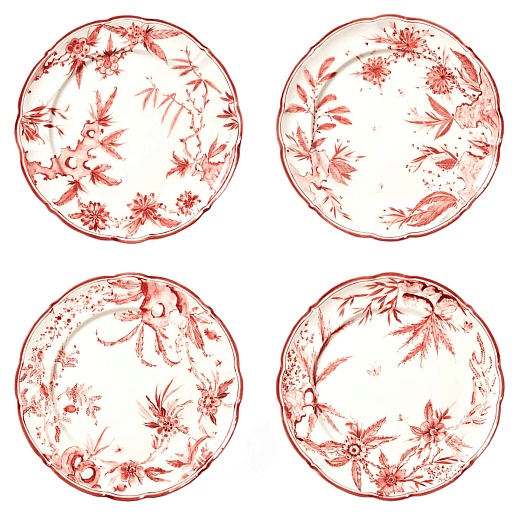 Столовые тарелки Rocaille Dove White Red, 4 шт.