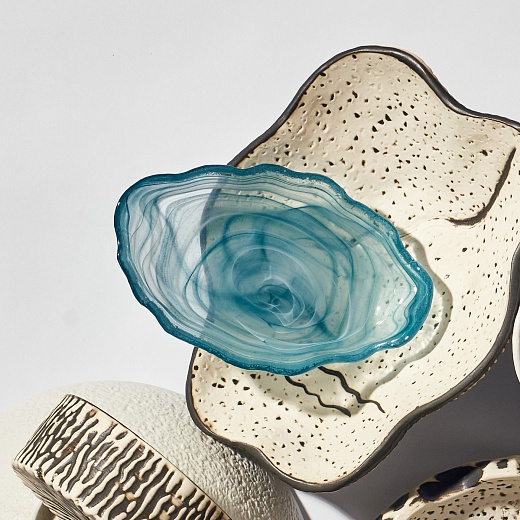 Салатник, голубое стекло