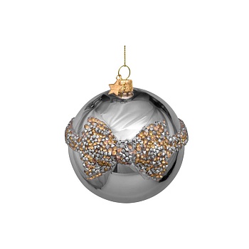Ёлочная игрушка Bauble Glass Diamond Bow Silver