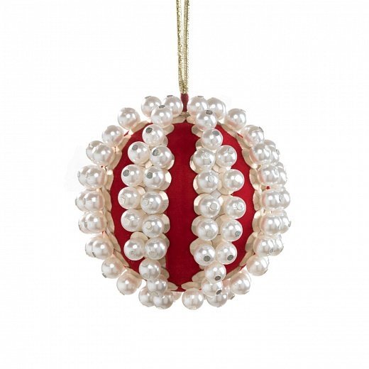 Ёлочное украшение Red Bauble with Pearl