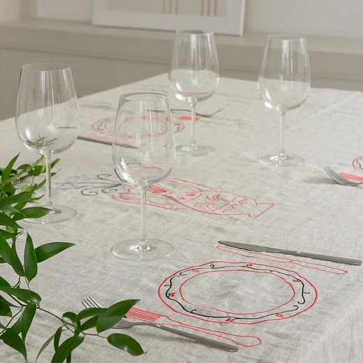 Скатерть бежевая «Вазы», 150x200 в интернет-магазине The Dar Скатерть бежевая «Вазы», 150x200