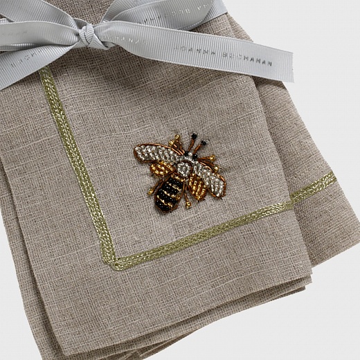 Салфетка с вышивкой Bee Beige, 2 шт.