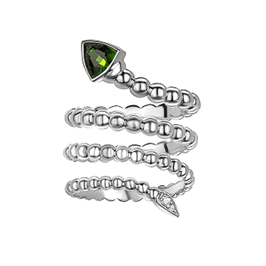 Кольцо «Змейка», хризолит