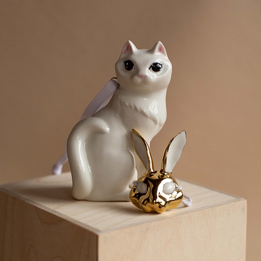Ёлочная игрушка Кот «Двуликий», золотой