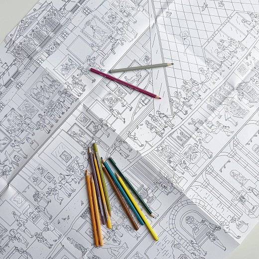 Плакат-раскраска «Прогулка по Лувру»