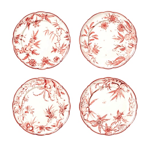Десертные тарелки Rocaille Dove White Red, 4 шт.