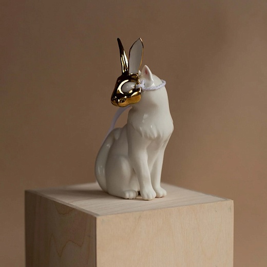 Ёлочная игрушка Кот «Двуликий», золотой