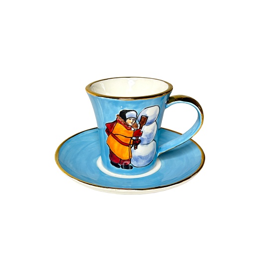 Чайная пара «Детская комната зимняя», голубой