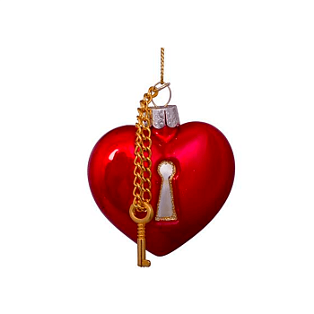 Ёлочная игрушка Red Opal Heart with Key Lock