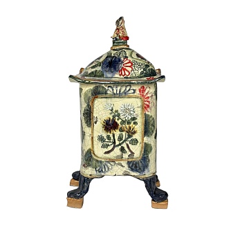 Ваза с крышкой «Лев и Хризантемы»