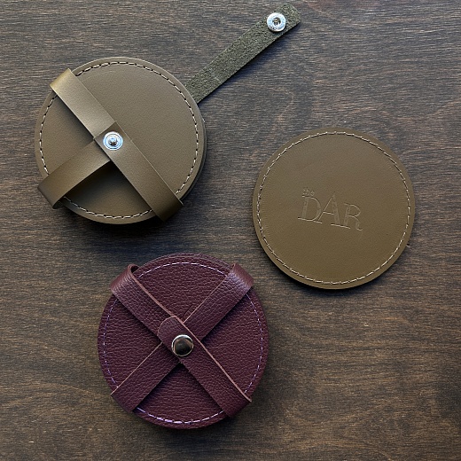 Костеры Leather, оливковый, 4&nbsp;шт.