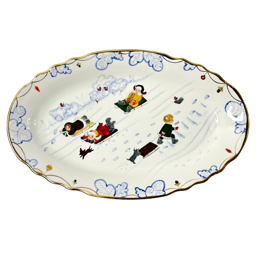 Блюдо овальное «Детская комната зимняя», большое