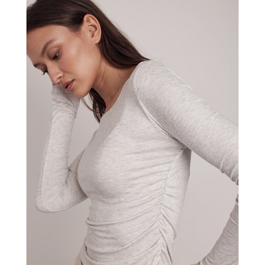 Лонгслив Fay Longsleeve Crop-top in White Hemp Grey