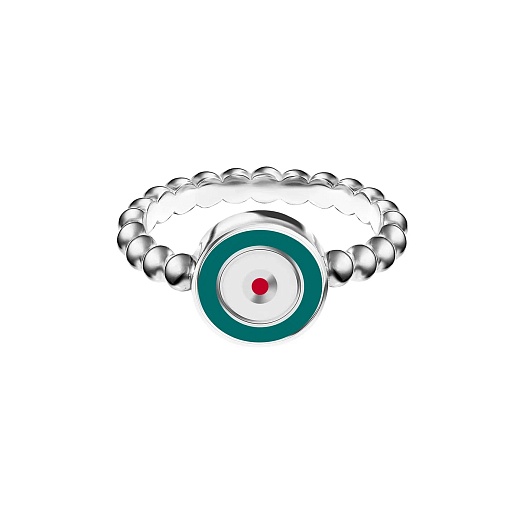 Кольцо «Шарики», изумрудный