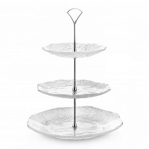 Подставка для пирожных 3 уровня Diamante Clear H35 см
