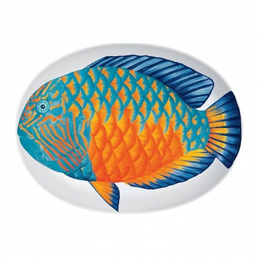 Блюдо сервировочное овальное Fish Blue